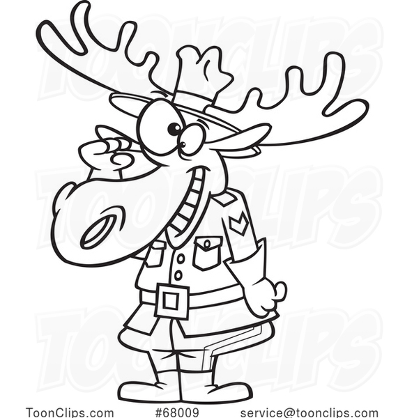 Cartoon Saluting Mountie Moose