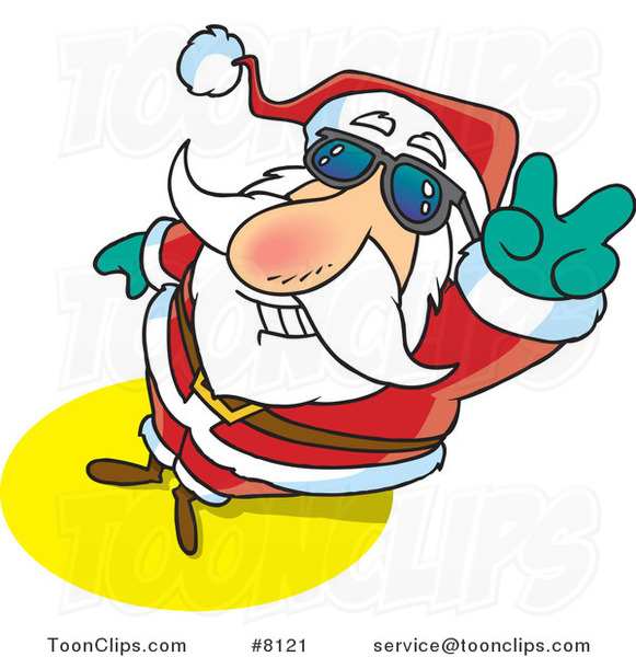 Cartoon Santa Gesturing Peace