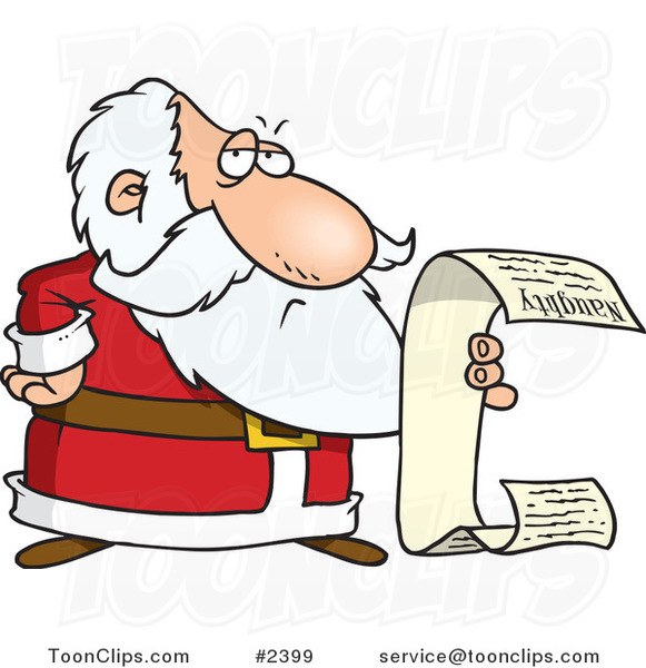 Cartoon Santa Reading His Naughty List