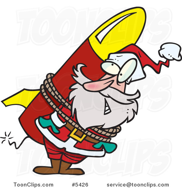 Cartoon Santa Strapped to a Rocket
