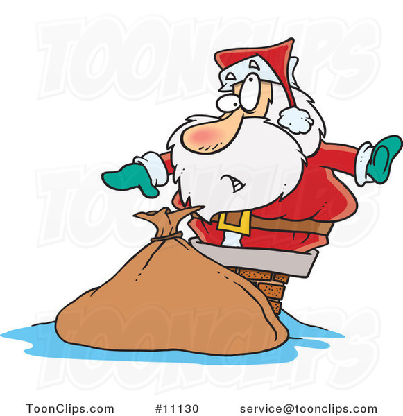 Cartoon Santa Stuck in a Chimney