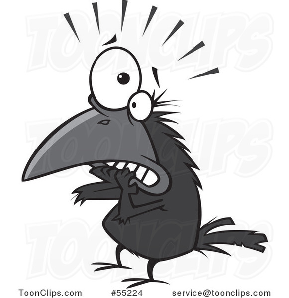 Cartoon Scared Crow Biting His Nails
