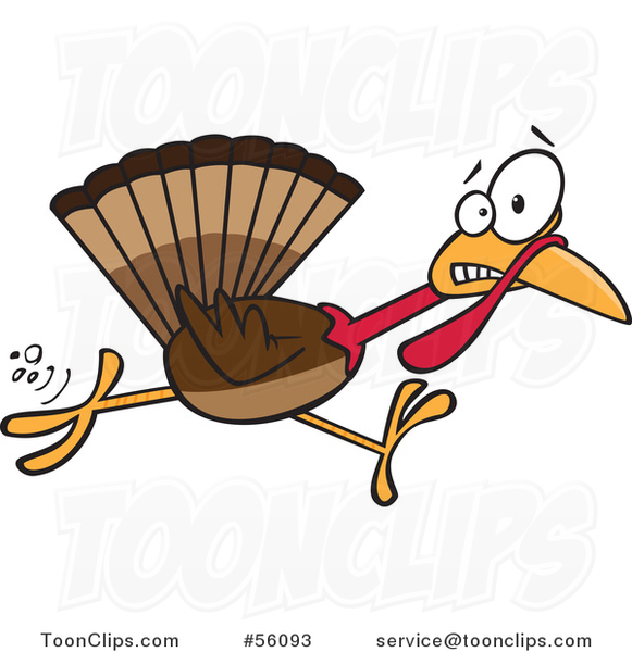 Cartoon Scared Thanksgiving Turkey Bird Running