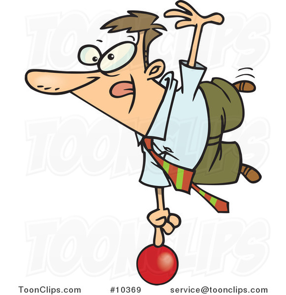 Cartoon Show off Business Man Balanced on a Ball