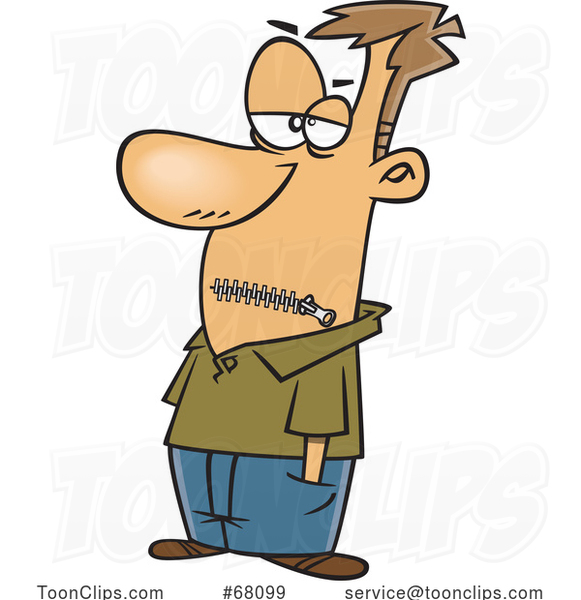 Cartoon Silenced Guy with a Zippered Mouth