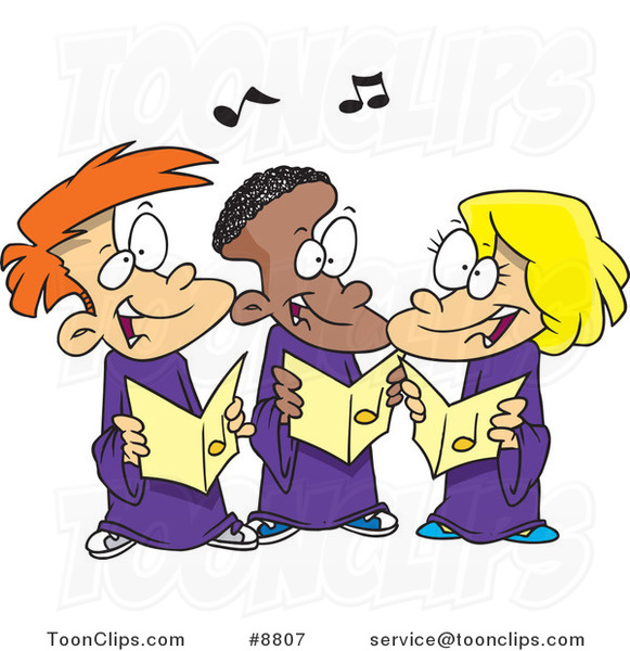 Cartoon Singing Kids in a Choir