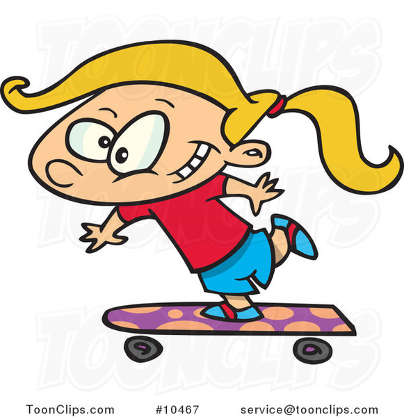 Cartoon Skateboarding Girl