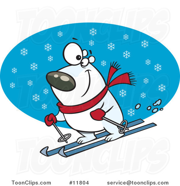 Cartoon Skiing Polar Bear
