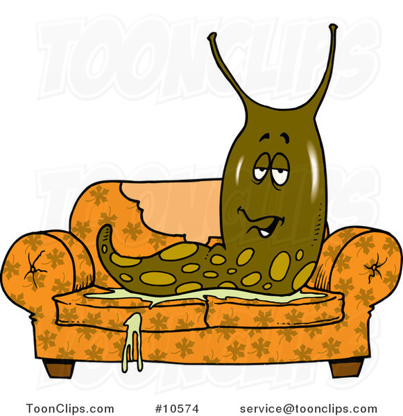 Cartoon Slimy Slug on a Sofa #10574 by Ron Leishman