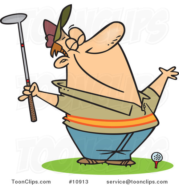 Cartoon Spring Golfer Smelling the Air