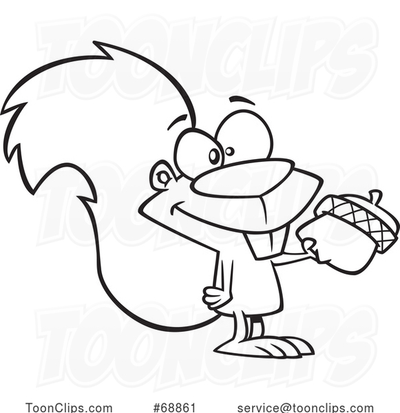 Cartoon Squirrel Giving an Acorn