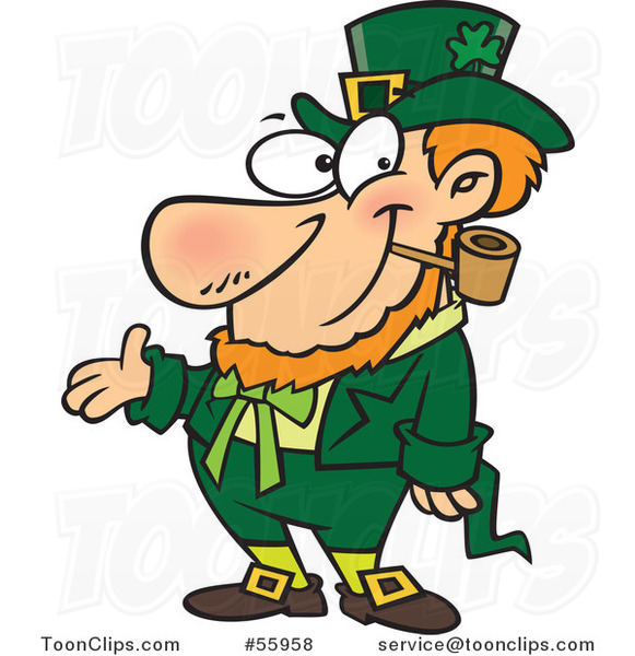 Cartoon St Patricks Day Leprechaun Presenting