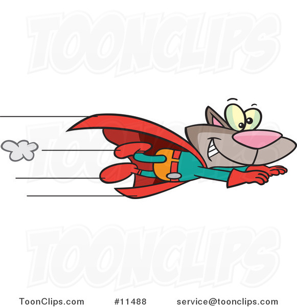 Cartoon Super Cat Flying