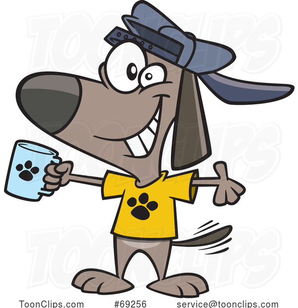 Cartoon Swag Dog Holding a Cup