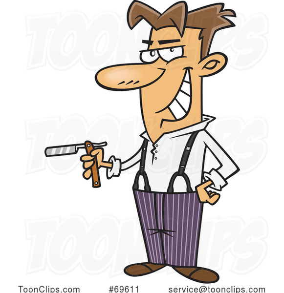 Cartoon Sweeney Todd the Demon Barber Holding a Straight Razor