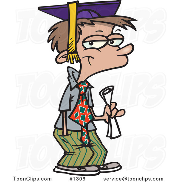 Cartoon Teen Boy Graduate #1306 by Ron Leishman