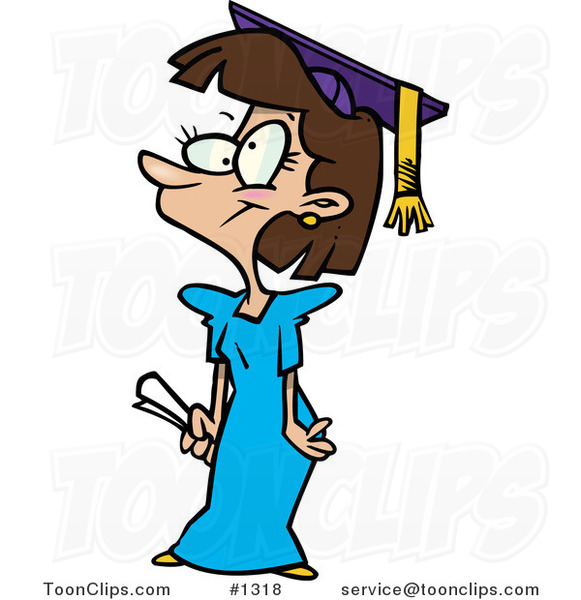 Cartoon Teen Girl Graduate