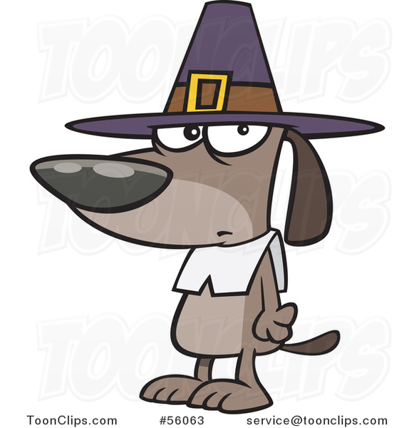 Cartoon Thanksgiving Pilgrim Dog