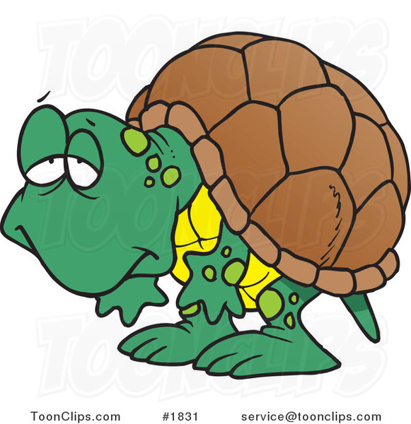 Cartoon Tired Old Tortoise #1831 by Ron Leishman