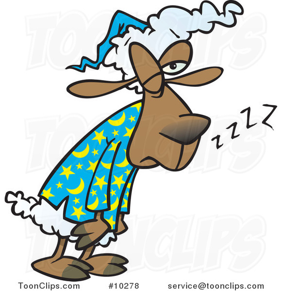 Cartoon Tired Sleepless Sheep #10278 by Ron Leishman