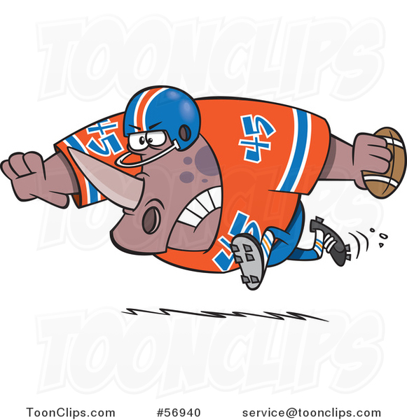 Cartoon Tough Rhino Fooball Player Running