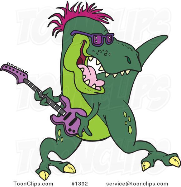 Cartoon T-Rex Playing a Guitar