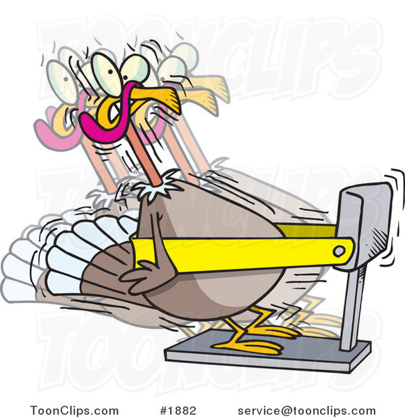 Cartoon Turkey Bird Exercising on a Treadmill