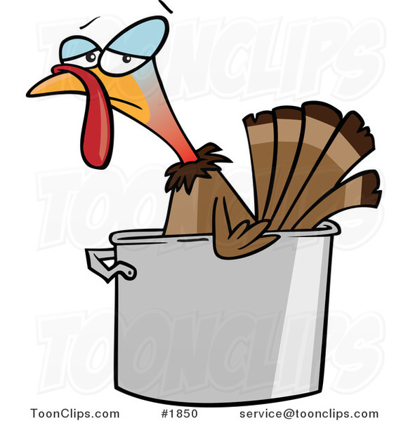 Cartoon Turkey Bird in a Pot #1850 by Ron Leishman