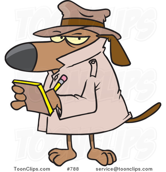 Cartoon Watch Dog Detective Taking Notes