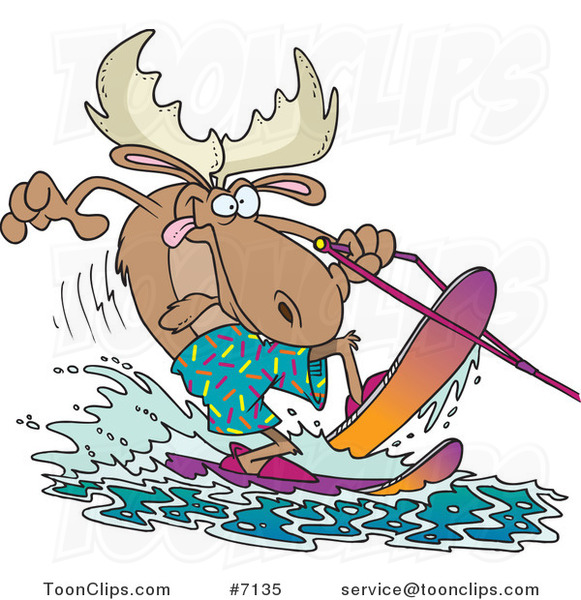 Cartoon Waterskiing Moose