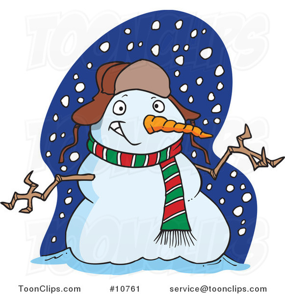 Cartoon Welcoming Snowman