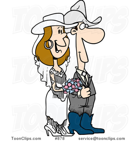 Cartoon Western Wedding Couple
