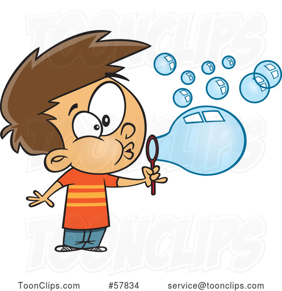 Cartoon White Boy Blowing Bubbles 57834 By Ron Leishman