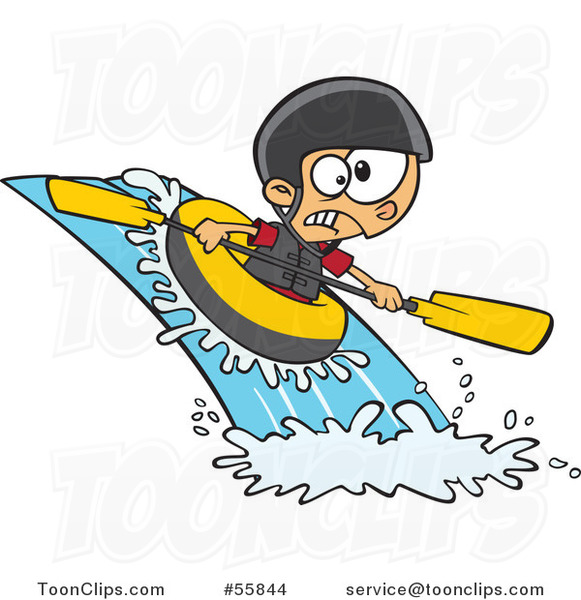 Cartoon White Boy White Water Rafting