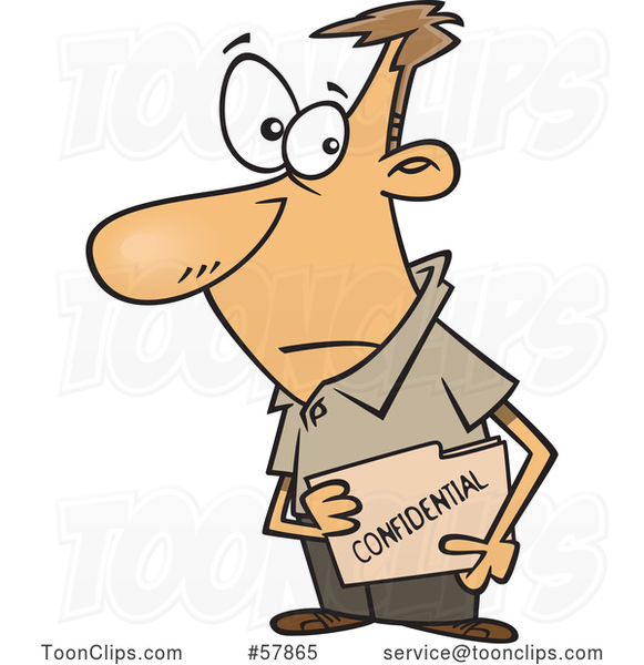 Cartoon White Businessman Carrying a Confidential File Folder