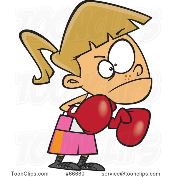 Cartoon White Girl Boxer Ready to Fight #66660 by Ron Leishman