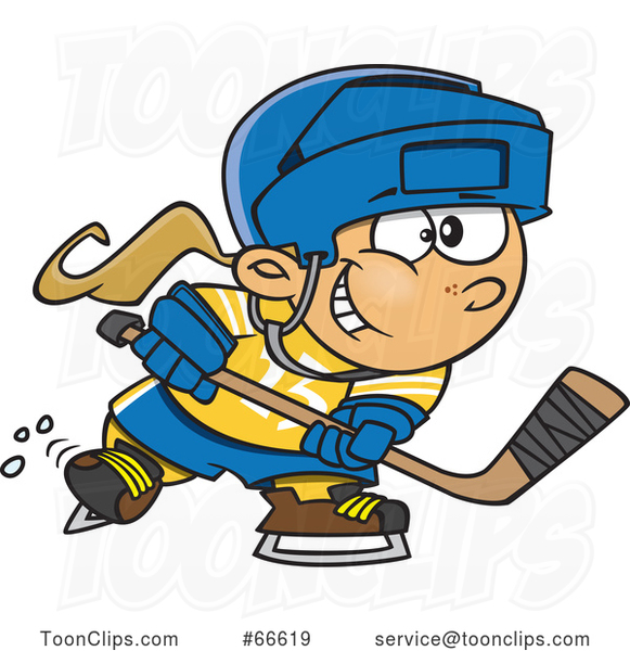 Cartoon White Girl Playing Hockey