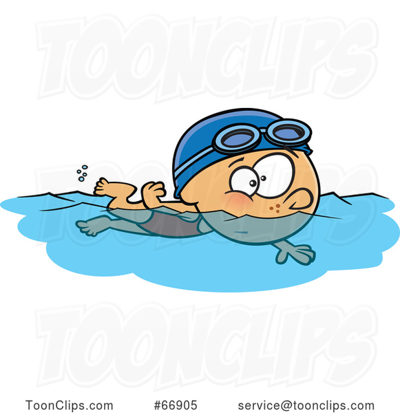 Cartoon White Girl Swimming #66905 by Ron Leishman