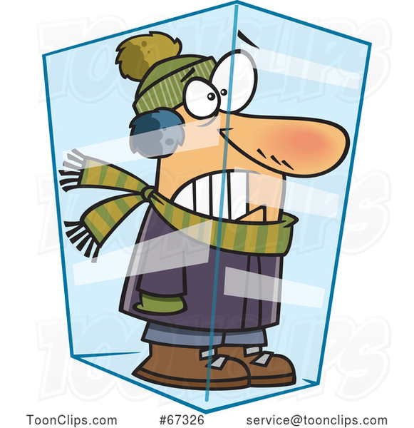 Cartoon White Guy Deep Frozen in Ice