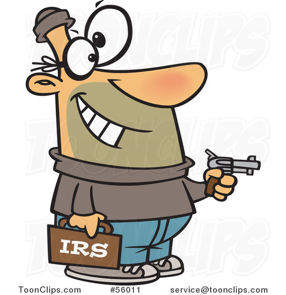 Cartoon White Irs Theft Guy Holding A Gun 56011 By Ron Leishman