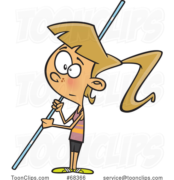 Cartoon White Pole Vaulter Girl