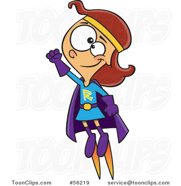 Cartoon White Super Hero Rocket Girl Flying #56219 by Ron Leishman