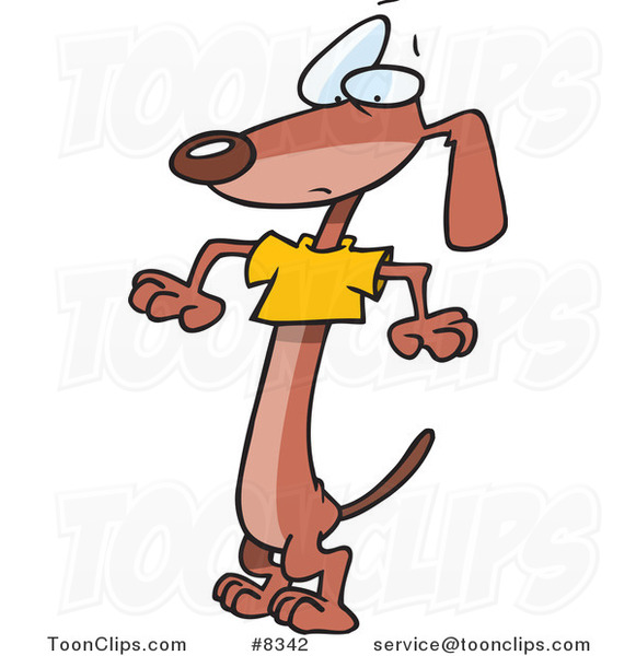 Cartoon Wiener Dog Wearing a Short T Shirt