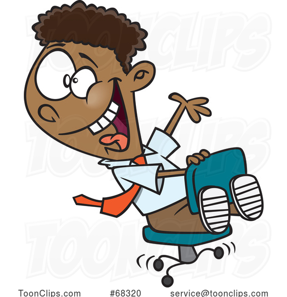 Cartoon Young Business Man Playing on an Office Chair