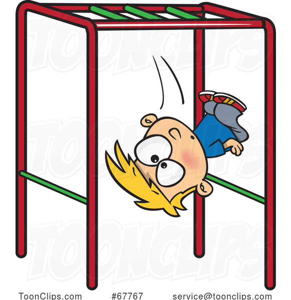 Clipart Cartoon Boy Falling off of Monkey Bars on a Playground #67767 by  Ron Leishman