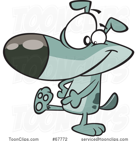 Clipart Cartoon Dog Showing an Ankle Tattoo