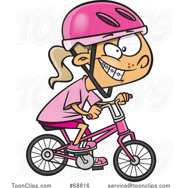 Clipart Cartoon Girl Riding a Bike