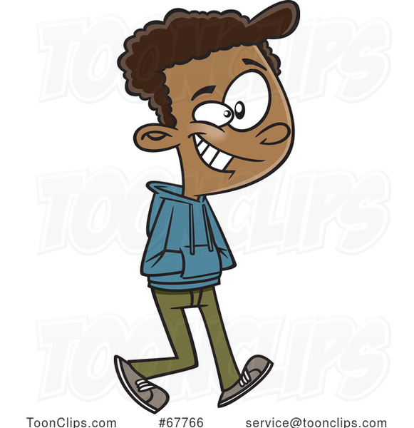 Clipart Cartoon Happy Teen Boy Walking #67766 by Ron Leishman