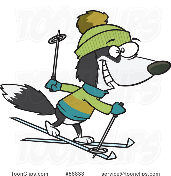 Clipart Cartoon Skiing Dog