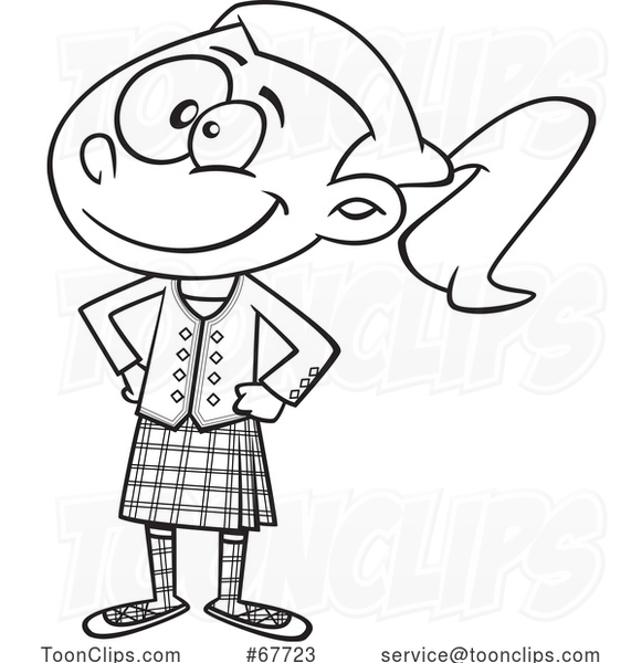 Clipart Outline Cartoon Scottish Girl